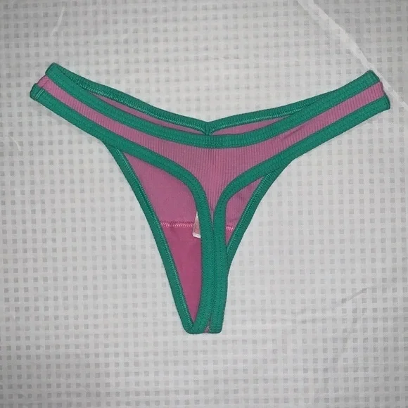 New Victoria’s Secret Pink Cotton Thong Panty Watermelon - Picture 3 of 14